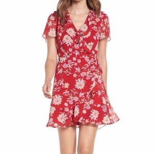 NWT Lush Floral Red Wrap Dress